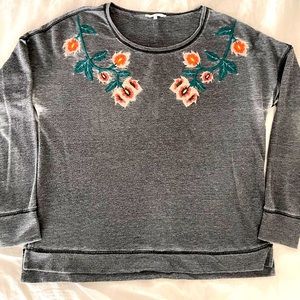 Lucky Brand Embroidered Floral lightweight sweatshirt